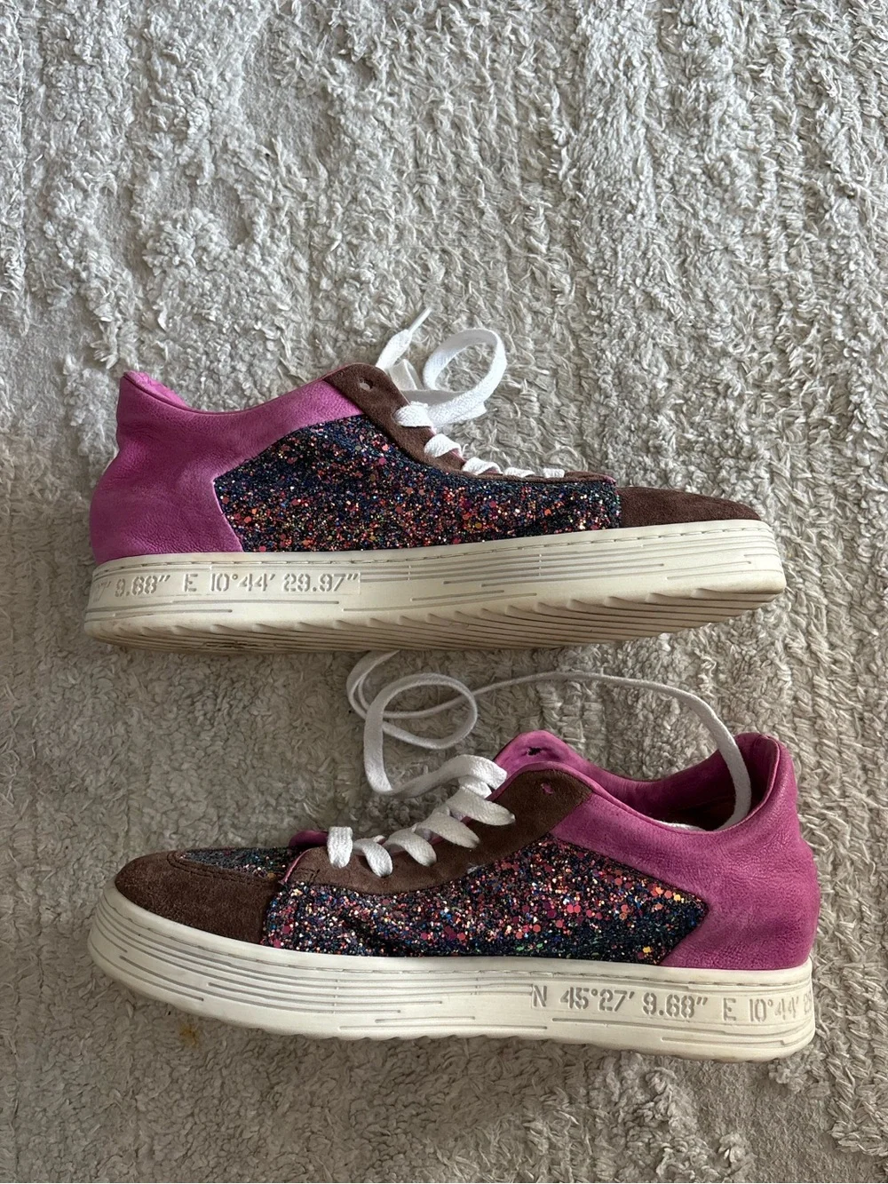 A.S.98 Brown Purple Glitter Platform Sneakers Size 38 ( US 7.5)